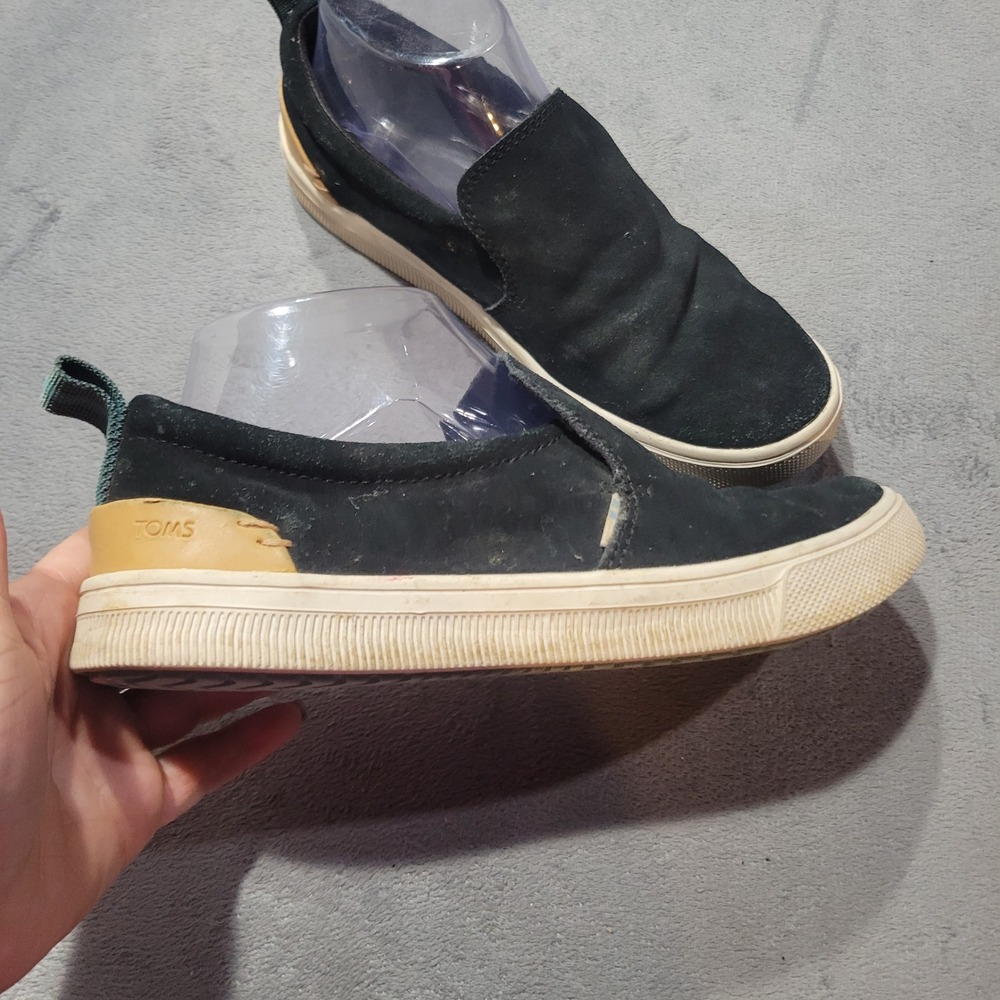 TOMS Slip On Sneaker Womens 7.5 Black Suede Avalon Low Top Casual Comfort